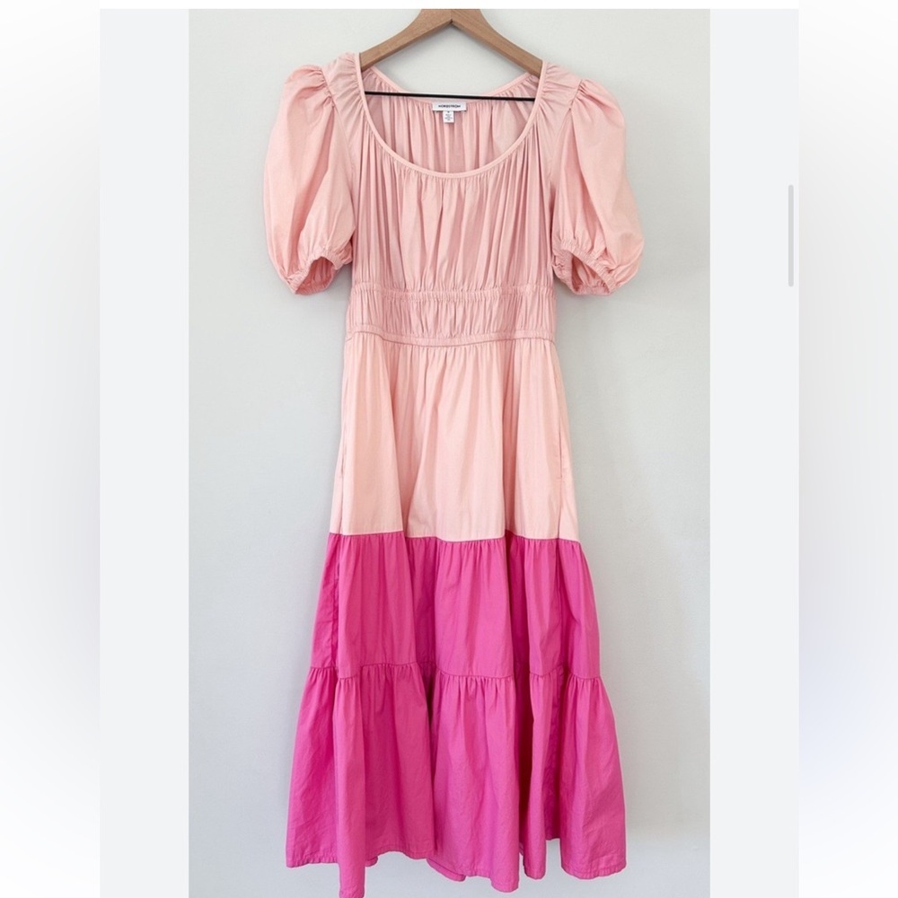 Nordstrom Peach and Pink Puff Sleeve Dress - Picture 9 of 13